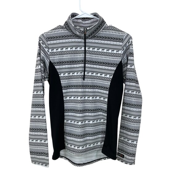 Kerrits Equestrian 1/4 Zip Top Horse Print Women's Small Long Sleeve Black/White - Picture 1 of 7